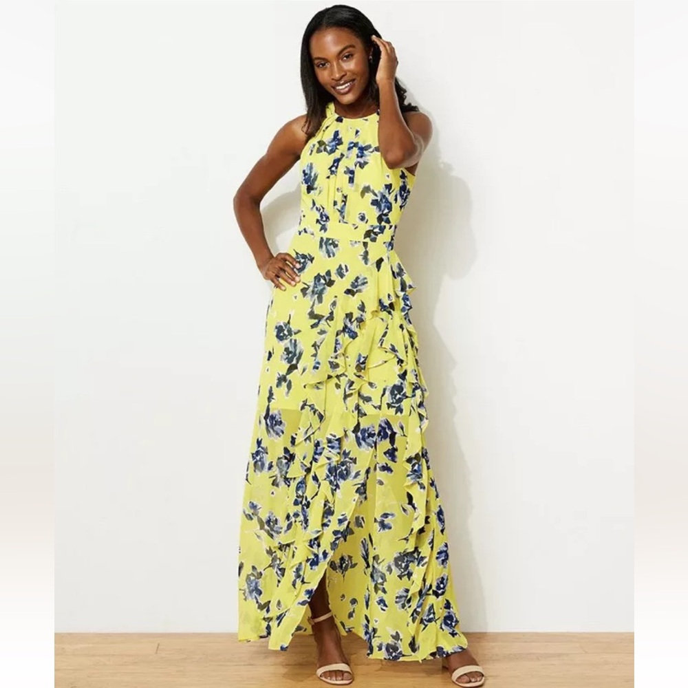 Eliza J Halter Ruffle Maxi Dress Size 12